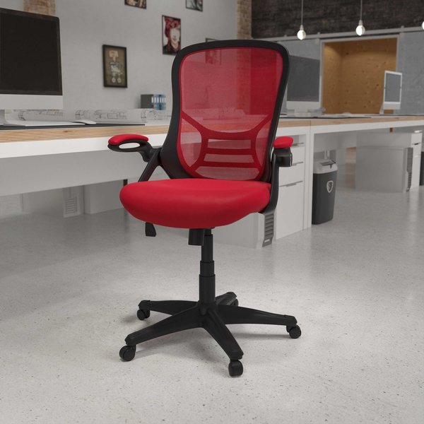 Flash Furniture Office Chair, Mesh, Red HL-0016-1-BK-RED-GG